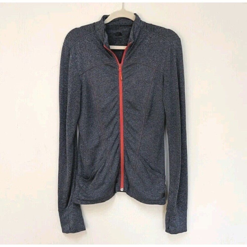 NORTH FACE Womens Full Zip Polyester Jacket. Gray With Orange Stitching Size S